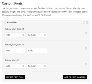 Custom font settings