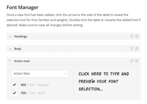Pro Font Manager with our custom font family