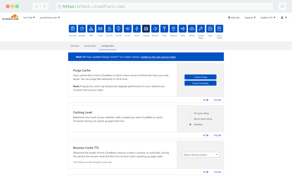 Cloudflare Cache Settings